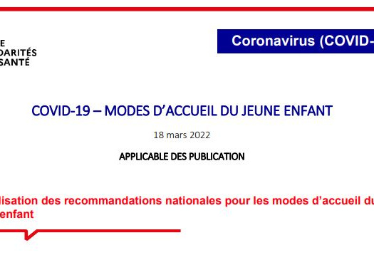 Guide: Covid-19  du 18 Mars 2022 - Modes d'accueil du jeune enfant